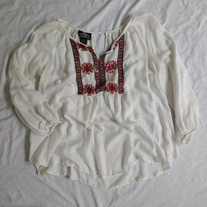 Angie boho embroidered white flowy shire